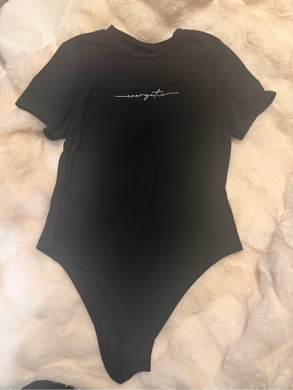 Black 'energetic' Short Sleeve Bodysuit